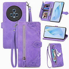 Leather Case Stands Flip Cover Holder S06D for Huawei Honor Magic5 5G Purple