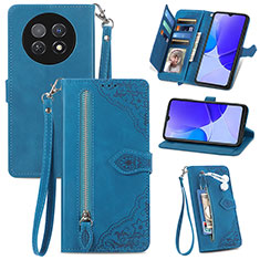 Leather Case Stands Flip Cover Holder S06D for Huawei Nova Y91 Blue