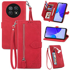 Leather Case Stands Flip Cover Holder S06D for Huawei Nova Y91 Red