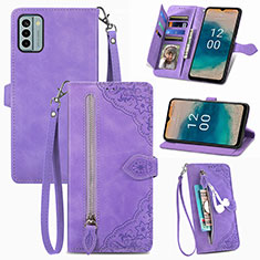 Leather Case Stands Flip Cover Holder S06D for Nokia G22 Purple