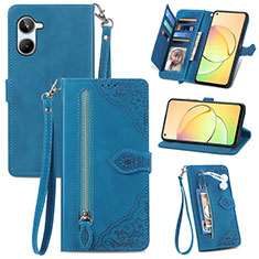 Leather Case Stands Flip Cover Holder S06D for Realme 10 4G Blue