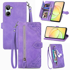 Leather Case Stands Flip Cover Holder S06D for Realme 10 4G Purple