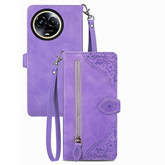 Leather Case Stands Flip Cover Holder S06D for Realme 11 5G Purple