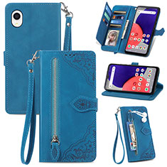 Leather Case Stands Flip Cover Holder S06D for Samsung Galaxy A22 5G SC-56B Blue