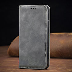 Leather Case Stands Flip Cover Holder S06D for Samsung Galaxy A41 Gray
