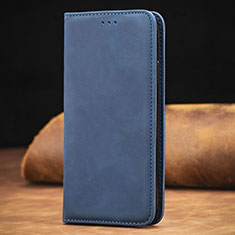 Leather Case Stands Flip Cover Holder S06D for Samsung Galaxy F62 5G Blue