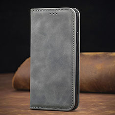 Leather Case Stands Flip Cover Holder S06D for Samsung Galaxy M62 4G Gray