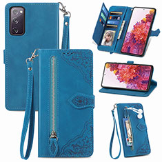 Leather Case Stands Flip Cover Holder S06D for Samsung Galaxy S20 FE (2022) 5G Blue