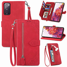 Leather Case Stands Flip Cover Holder S06D for Samsung Galaxy S20 FE (2022) 5G Red