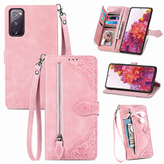 Leather Case Stands Flip Cover Holder S06D for Samsung Galaxy S20 FE 5G Pink