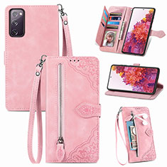 Leather Case Stands Flip Cover Holder S06D for Samsung Galaxy S20 Lite 5G Pink