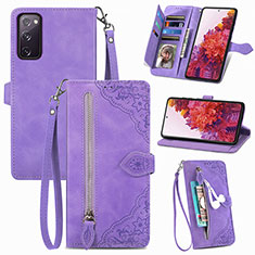 Leather Case Stands Flip Cover Holder S06D for Samsung Galaxy S20 Lite 5G Purple