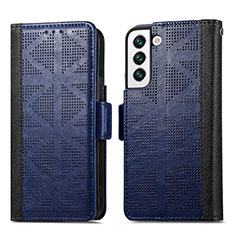 Leather Case Stands Flip Cover Holder S06D for Samsung Galaxy S21 5G Blue