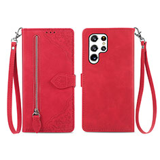 Leather Case Stands Flip Cover Holder S06D for Samsung Galaxy S21 Ultra 5G Red