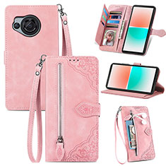 Leather Case Stands Flip Cover Holder S06D for Sharp Aquos R8 Pink