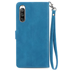 Leather Case Stands Flip Cover Holder S06D for Sony Xperia 10 IV Blue