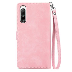 Leather Case Stands Flip Cover Holder S06D for Sony Xperia 10 IV Pink