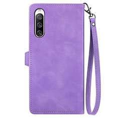 Leather Case Stands Flip Cover Holder S06D for Sony Xperia 10 IV Purple