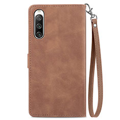 Leather Case Stands Flip Cover Holder S06D for Sony Xperia 10 V Brown