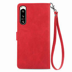 Leather Case Stands Flip Cover Holder S06D for Sony Xperia 5 IV Red