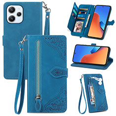 Leather Case Stands Flip Cover Holder S06D for Xiaomi Redmi 12 4G Blue