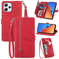 Leather Case Stands Flip Cover Holder S06D for Xiaomi Redmi 12 4G Red