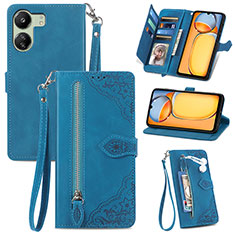 Leather Case Stands Flip Cover Holder S06D for Xiaomi Redmi 13C Blue