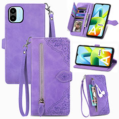 Leather Case Stands Flip Cover Holder S06D for Xiaomi Redmi A2 Plus Purple