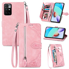 Leather Case Stands Flip Cover Holder S06D for Xiaomi Redmi Note 11S 5G Pink