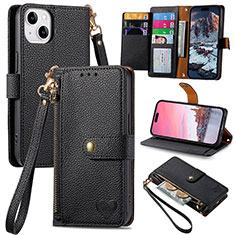 Leather Case Stands Flip Cover Holder S07D for Apple iPhone 13 Black