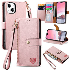 Leather Case Stands Flip Cover Holder S07D for Apple iPhone 13 Pink