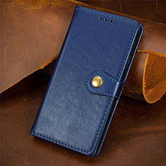 Leather Case Stands Flip Cover Holder S07D for Google Pixel 5 XL 5G Blue