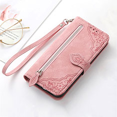 Leather Case Stands Flip Cover Holder S07D for Huawei Honor Magic5 5G Pink