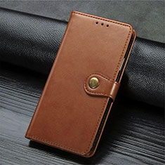 Leather Case Stands Flip Cover Holder S07D for Xiaomi Redmi 10X 5G Brown