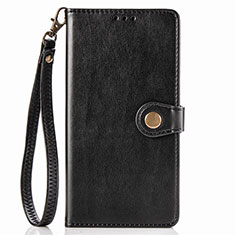 Leather Case Stands Flip Cover Holder S07D for Xiaomi Redmi Note 9 Black