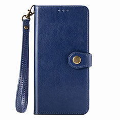 Leather Case Stands Flip Cover Holder S07D for Xiaomi Redmi Note 9 Blue