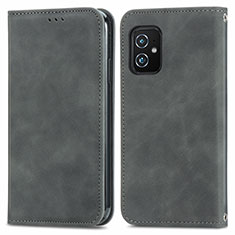 Leather Case Stands Flip Cover Holder S08D for Asus ZenFone 8 Mini Gray