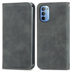 Leather Case Stands Flip Cover Holder S08D for Motorola Moto G31 Gray