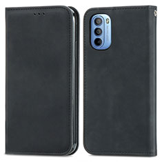 Leather Case Stands Flip Cover Holder S08D for Motorola Moto G41 Black