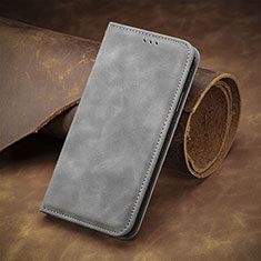Leather Case Stands Flip Cover Holder S08D for Sharp Aquos wish Gray
