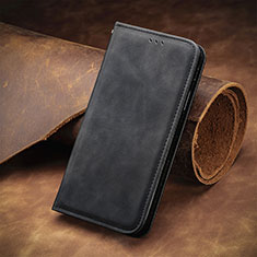 Leather Case Stands Flip Cover Holder S08D for Wiko Jerry 4 Black