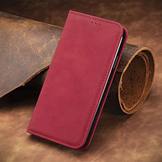 Leather Case Stands Flip Cover Holder S08D for Wiko Jerry 4 Red