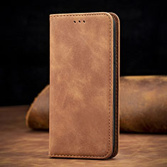 Leather Case Stands Flip Cover Holder S08D for Xiaomi Redmi 9C Brown