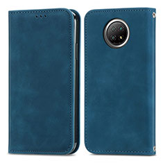 Leather Case Stands Flip Cover Holder S08D for Xiaomi Redmi Note 9T 5G Blue