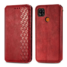 Leather Case Stands Flip Cover Holder S09D for Xiaomi POCO C31 Red