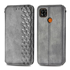 Leather Case Stands Flip Cover Holder S09D for Xiaomi Redmi 10A 4G Gray