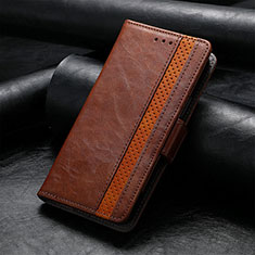 Leather Case Stands Flip Cover Holder S10D for Huawei Enjoy 50z Brown