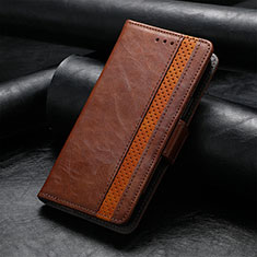 Leather Case Stands Flip Cover Holder S10D for Nokia C210 Brown