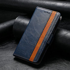 Leather Case Stands Flip Cover Holder S10D for Nokia C3 Blue