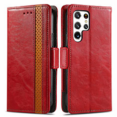 Leather Case Stands Flip Cover Holder S10D for Samsung Galaxy S23 Ultra 5G Red